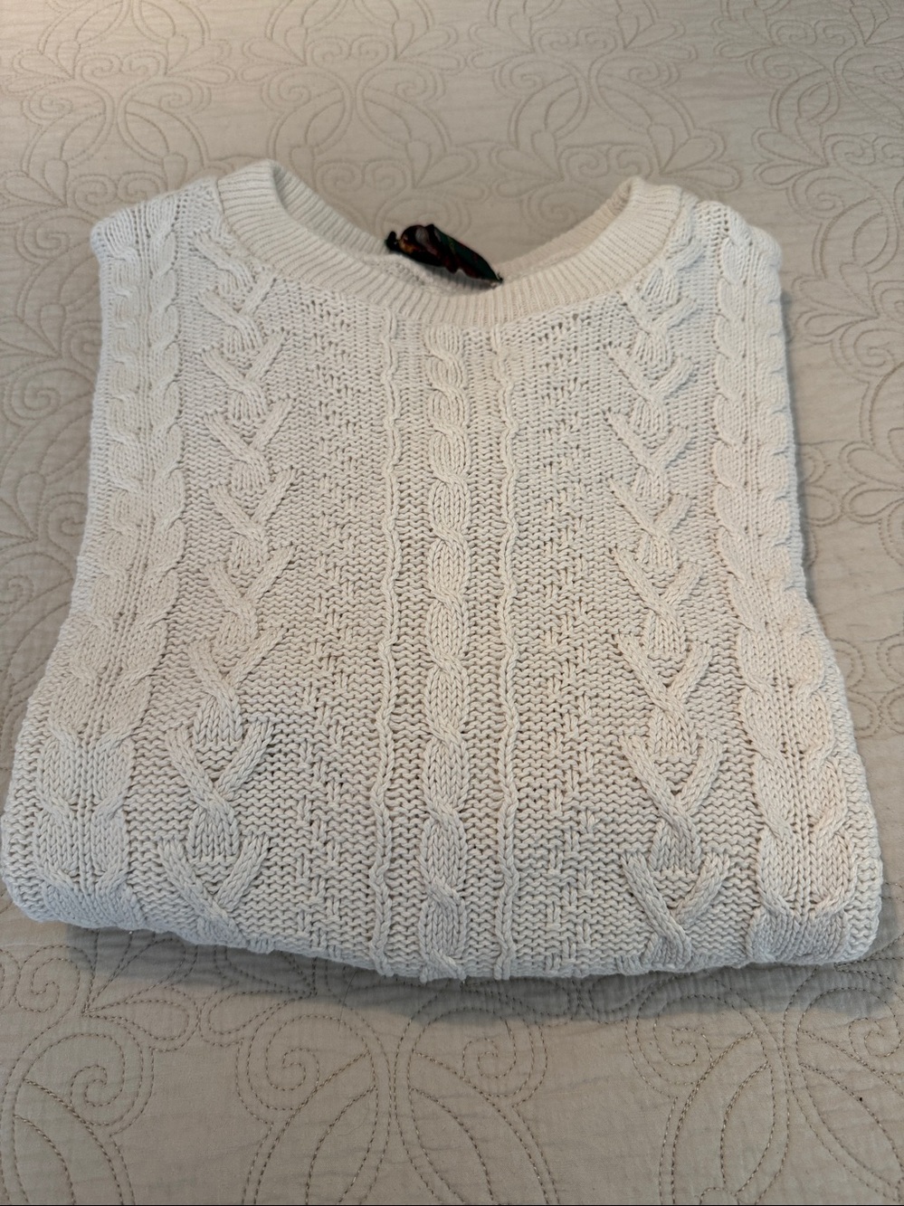 Vintage Northern Reflections Cream Cable-Knit Crewneck Sweater - Picture 6 of 6